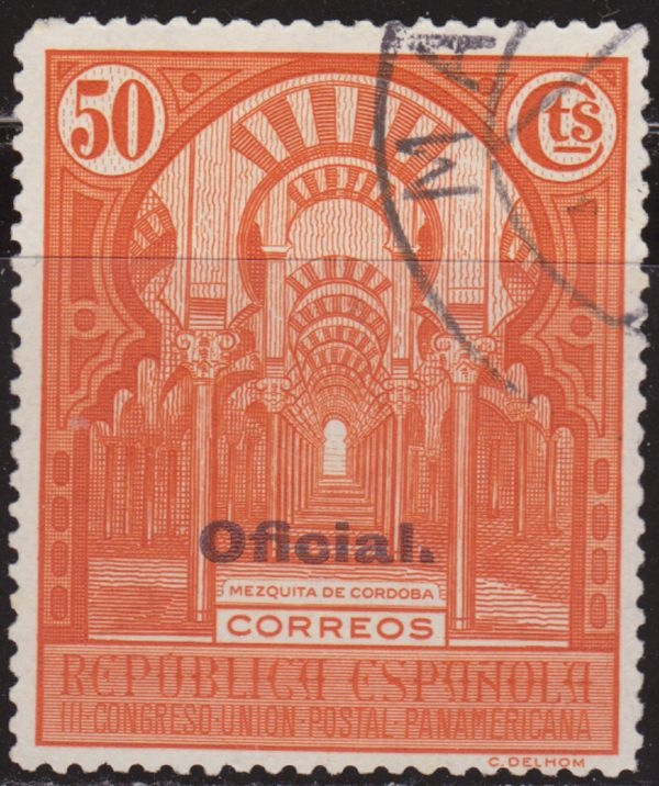 España 1931 626 Sello º Congreso Union Postal Panamericana Mezquita de Cordoba 50c Oficial Republica Española Timbre Espagne Spain Spagna Espana Espanha Spanje Spanien Spanie Stamps Briefmarke Francobolli Timbre Postal Postzegel Selo Postal